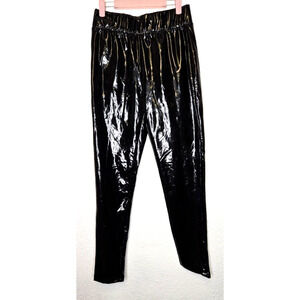 Womens Jenessa Leggings Large Black Glossy Patent Wet Vinyl High Waisted Pants